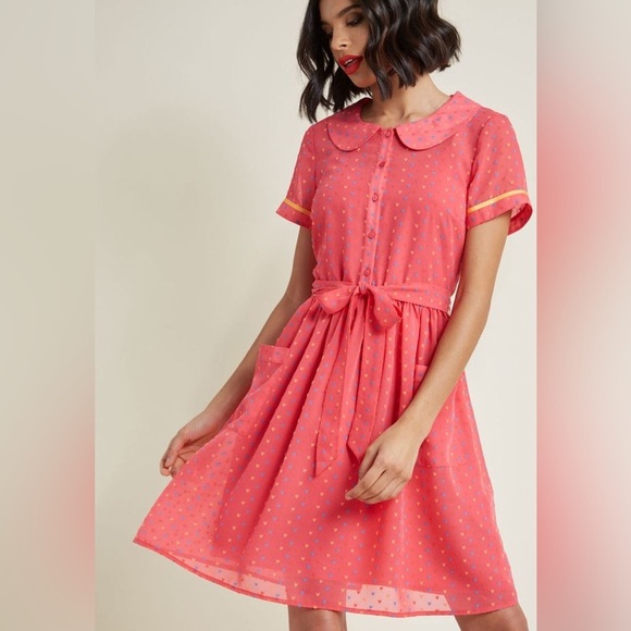 MODCLOTH Pink‎ Darling in Dots - Picture 1 of 10